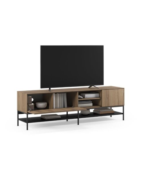 Meuble TV à 2 portes et 2 étagères Palinuro en stratifié structure métallique brun - 180 x 35 x 55 cm