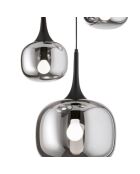 Suspension Latiano en métal et trois diffuseurs en verre gris/noir - 39 x 39 x 73 cm