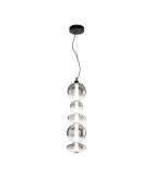 Suspension en métal Sanarica avec cinq abat - jour en verre noir - 20 x 20 x 79 cm