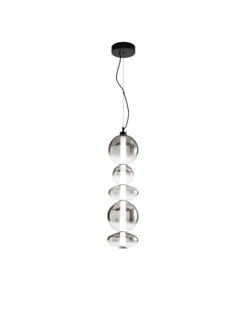 Suspension en métal Sanarica avec cinq abat - jour en verre noir - 20 x 20 x 79 cm