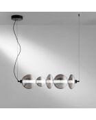Suspension en métal Sanarica avec cinq abat - jour en verre noir - 20 x 20 x 79 cm