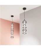 Suspension en métal Sanarica avec cinq abat - jour en verre noir - 20 x 20 x 79 cm