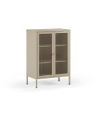 Buffet Veroli à 2 portes en métal perforé sable - 70 x 40 x 100 cm