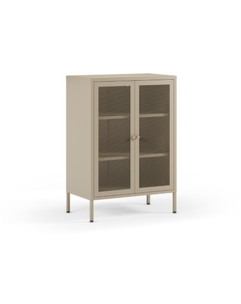 Buffet Veroli à 2 portes en métal perforé sable - 70 x 40 x 100 cm