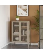 Buffet Veroli à 2 portes en métal perforé sable - 70 x 40 x 100 cm