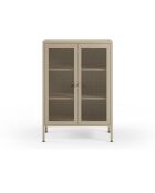 Buffet Veroli à 2 portes en métal perforé sable - 70 x 40 x 100 cm