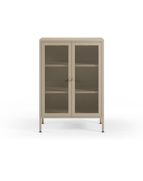Buffet Veroli à 2 portes en métal perforé sable - 70 x 40 x 100 cm