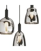 Suspension Rodi à trois lumières avec structure en métal et verre chromé noir - 39 x 39 x 41,3 cm