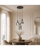Suspension Rodi à trois lumières avec structure en métal et verre chromé noir - 39 x 39 x 41,3 cm