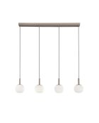 Suspension Cirò en métal avec quatre pampilles et verre blanc/brun - 103 x 3 x 200 cm