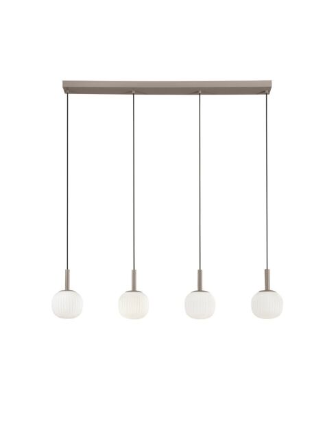 Suspension Cirò en métal avec quatre pampilles et verre blanc/brun - 103 x 3 x 200 cm