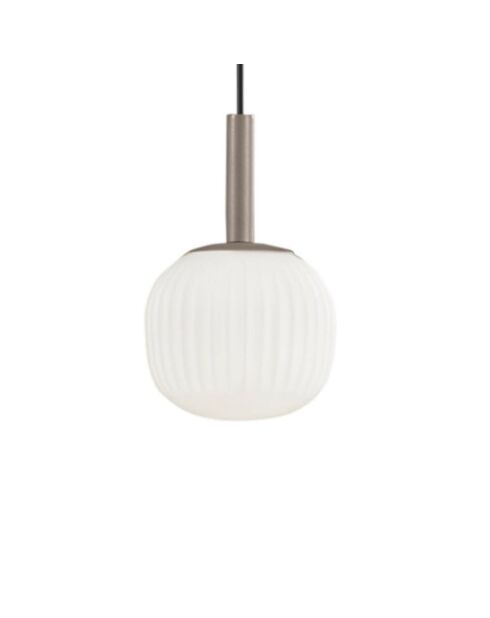 Suspension Cirò en métal avec quatre pampilles et verre blanc/brun - 103 x 3 x 200 cm