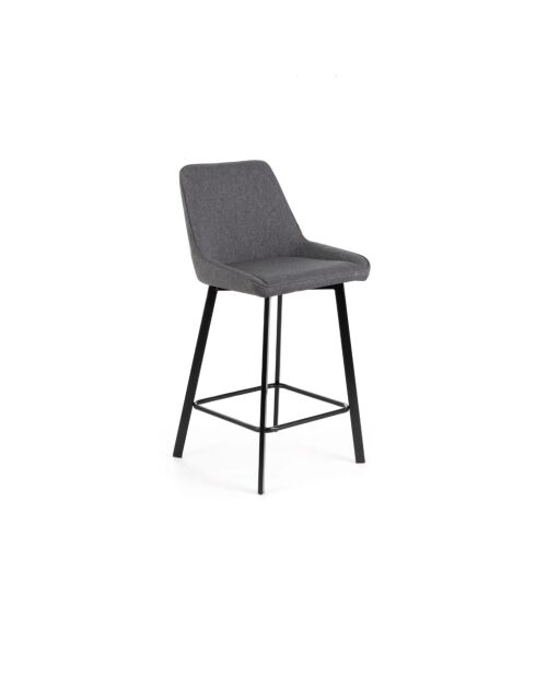 Ensemble de 2 tabourets de bar et de cuisine en tissu Altamura gris foncé/noir - 44 x 50 x 94 cm