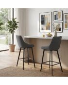 Ensemble de 2 tabourets de bar et de cuisine en tissu Altamura gris foncé/noir - 44 x 50 x 94 cm