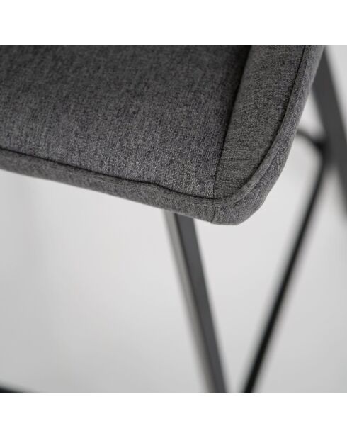 Ensemble de 2 tabourets de bar et de cuisine en tissu Altamura gris foncé/noir - 44 x 50 x 94 cm