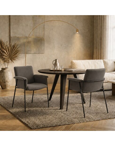 Ensemble de 4 chaises Camogli avec accoudoirs structure en métal gris - 62 x 58 x 83 cm