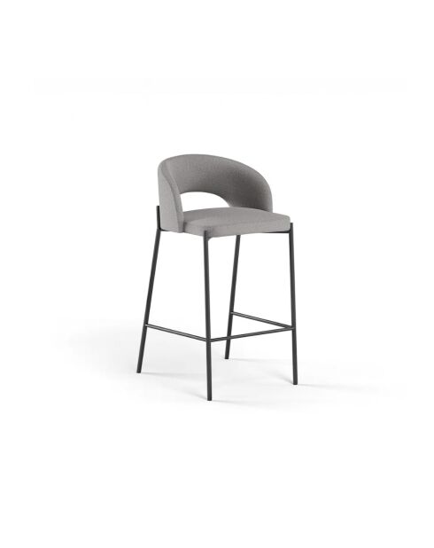 Ensemble de 2 tabourets de bar et de cuisine en tissu Lucca gris /anthracite - 50 x 52 x 89 cm