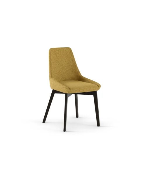 Ensemble de 4 chaises de salle à manger revêtues de tissu Paestum noyer jaune/massif - 49,5 x 62 x 87 cm