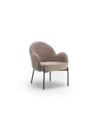 Chaise Adria en tissu bouclé avec structure en métal peint gris tourterelle/noir - 72 x 69 x 82 cm