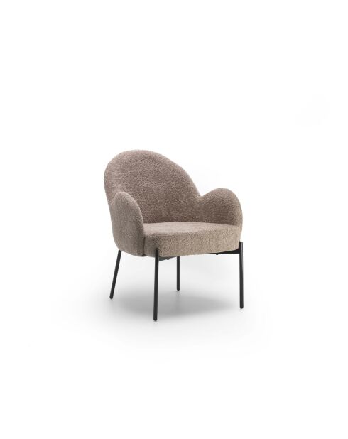 Chaise Adria en tissu bouclé avec structure en métal peint gris tourterelle/noir - 72 x 69 x 82 cm