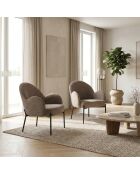 Chaise Adria en tissu bouclé avec structure en métal peint gris tourterelle/noir - 72 x 69 x 82 cm