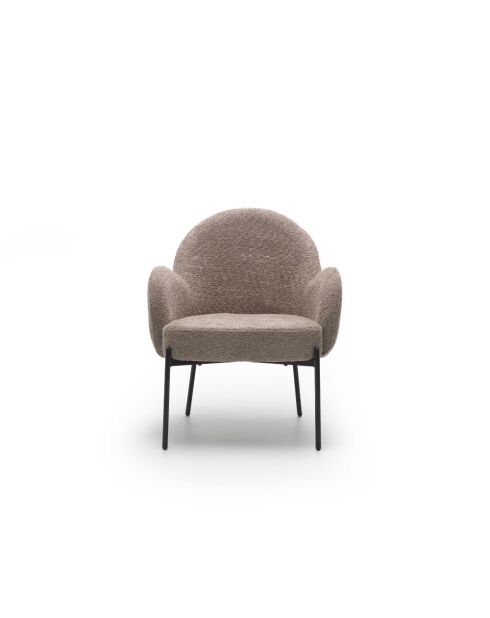 Chaise Adria en tissu bouclé avec structure en métal peint gris tourterelle/noir - 72 x 69 x 82 cm