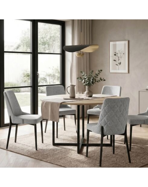 Ensemble de 4 chaises de salle à manger revêtues de tissu Asti gris /noir - 58,5 x 48 x 89 cm