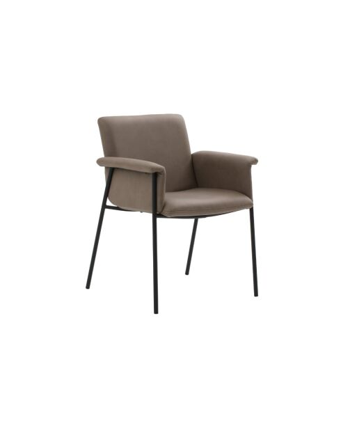 Ensemble de 4 chaises Camogli avec accoudoirs structure en métal brun - 62 x 58 x 83 cm