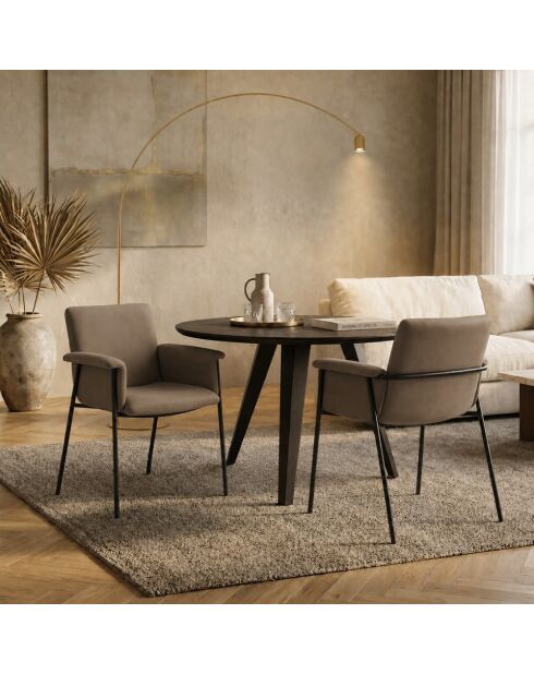 Ensemble de 4 chaises Camogli avec accoudoirs structure en métal brun - 62 x 58 x 83 cm