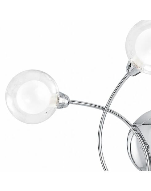 Plafonnier Roccella en métal chromé avec quatre diffuseurs en verre chrome - 60 x 19 x 44 cm