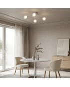 Plafonnier Roccella en métal chromé avec quatre diffuseurs en verre chrome - 60 x 19 x 44 cm