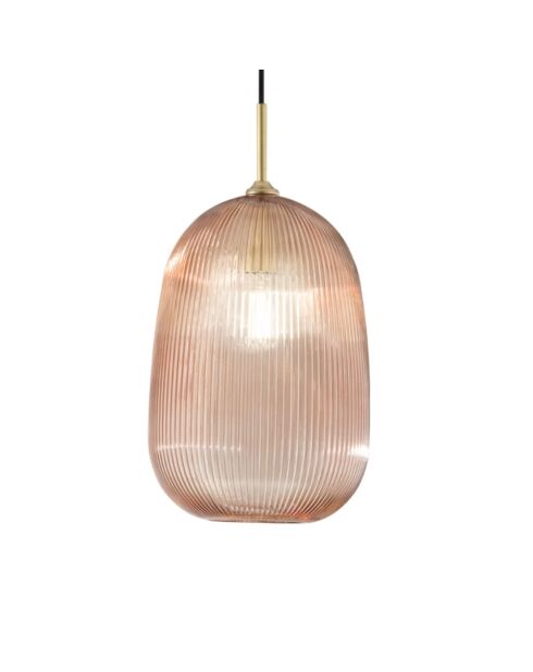 Suspension Gardone en verre rayé ambre - 21 x 202 cm