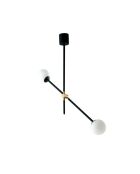 Suspension Rapallo avec tiges métalliques réglables et deux diffuseurs noir/doré - 91 x 18 x 73,6 cm