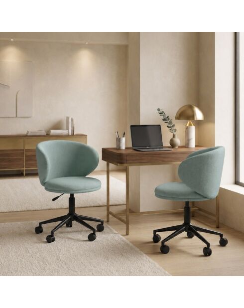Chaise de bureau pivotante Staletti en tissu avec pieds en métal vert - 59 x 57 x 74/82 cm