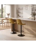 Lot de 2 tabourets de bar et de cuisine en tissu Rimini jaune/noir - 52 x 45 x 88,5/103,5 cm