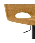 Lot de 2 tabourets de bar et de cuisine en tissu Rimini jaune/noir - 52 x 45 x 88,5/103,5 cm