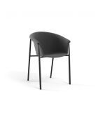 Ensemble de 2 chaises de salle à manger revêtues de tissu avec structure en métal Biella gris foncé/noir - 56 x 58 x 79 cm