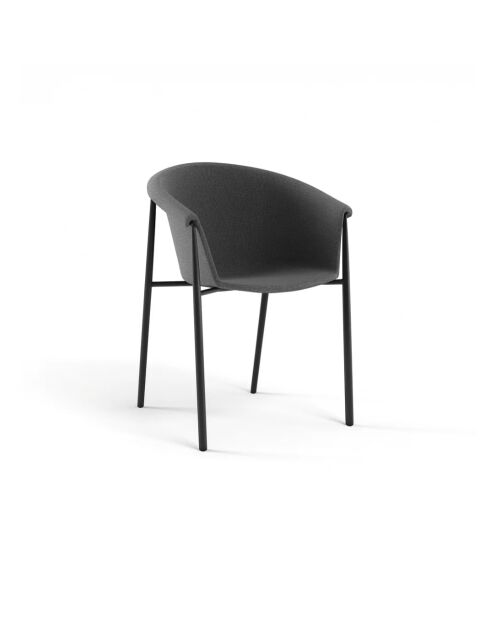 Ensemble de 2 chaises de salle à manger revêtues de tissu avec structure en métal Biella gris foncé/noir - 56 x 58 x 79 cm