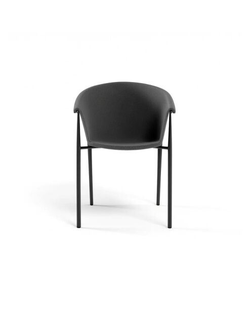 Ensemble de 2 chaises de salle à manger revêtues de tissu avec structure en métal Biella gris foncé/noir - 56 x 58 x 79 cm