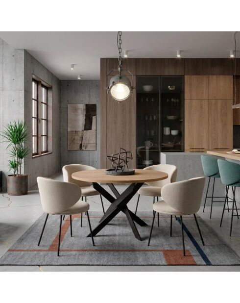 Ensemble de 2 chaises en tissu Staletti avec pieds en métal beige - 60 x 58 x 78 cm