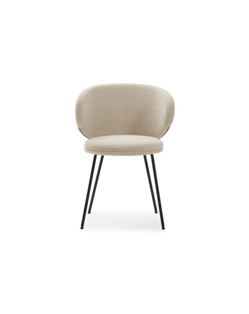Ensemble de 2 chaises en tissu Staletti avec pieds en métal beige - 60 x 58 x 78 cm