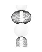 Suspension Oria avec deux éléments en verre soufflé et deux diffuseurs en métal noir - 22 x 264 cm