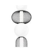 Suspension Oria avec deux éléments en verre soufflé et deux diffuseurs en métal noir - 22 x 264 cm