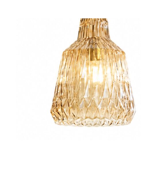 Suspension Acaya en cristal facetté ambre - 23 x 23 x 39 cm