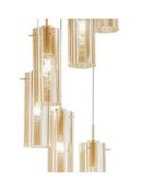 Suspension Dorgali en métal avec six diffuseurs en verre doré - 35 x 35 x 43,8 cm