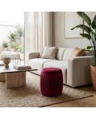 Pouf Orta en velours plissé fucsia - 35 x 35 x 40 cm
