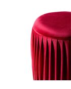 Pouf Orta en velours plissé fucsia - 35 x 35 x 40 cm
