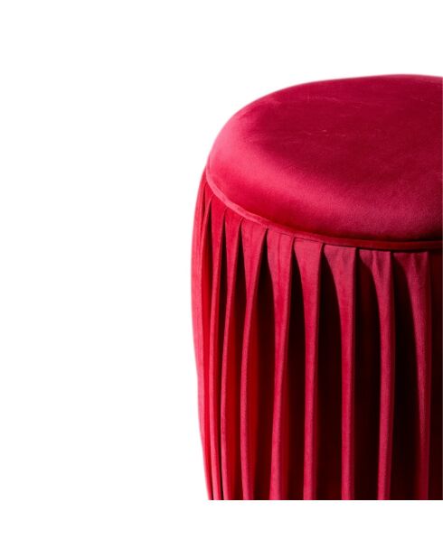 Pouf Orta en velours plissé fucsia - 35 x 35 x 40 cm