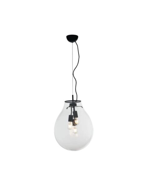 Suspension Loano en verre transparent avec structure en métal transparent - 38 x 38 x 54,5 cm