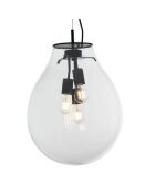 Suspension Loano en verre transparent avec structure en métal transparent - 38 x 38 x 54,5 cm